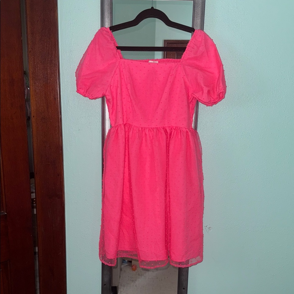 Pink Puff Sleeve Women’s Dress